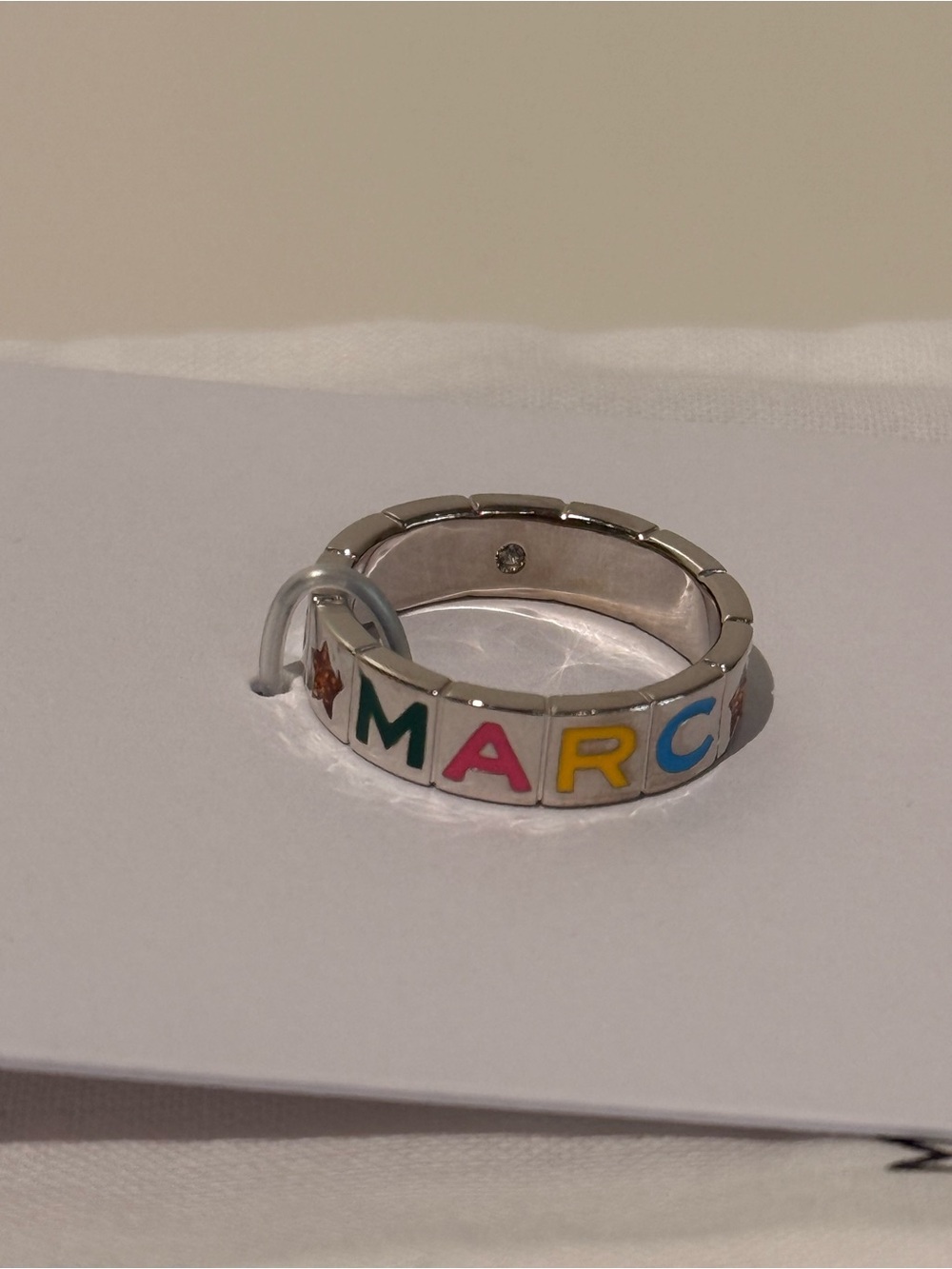 NWT Marc Jacobs toy blocks ring - size 6 silver multi